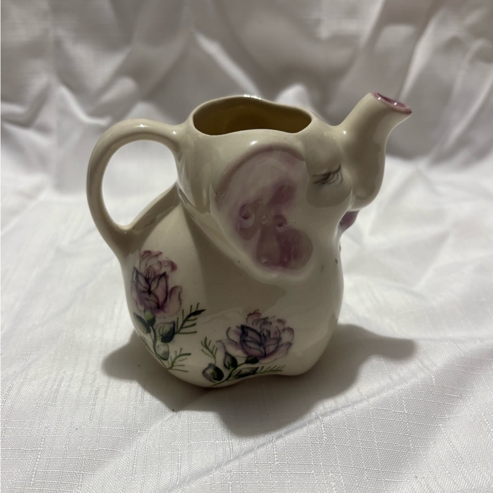 Vintage Floral Elephant Ceramic Pitcher - Picture 3 of 9